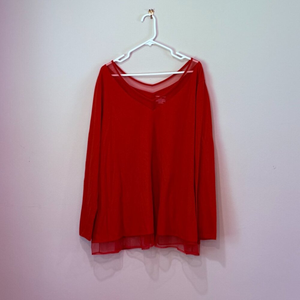 Size 26/28 Lane Bryant Long-Sleeved Red Shirt